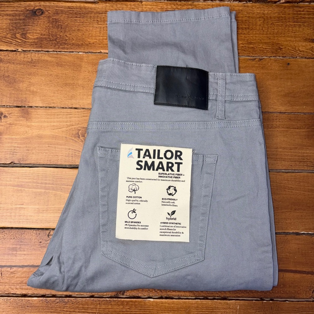 Tailor Vintage Tailor Smart Pants Mens 38x32 Gray Stretch Cotton Chino Trousers